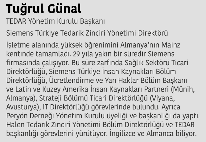 Tu rul G nal TEDAR Y netim Kurulu Ba kan  Siemens T rkiye Tedarik Zinciri Y netimi Direkt r    letme alan nda y ksek    