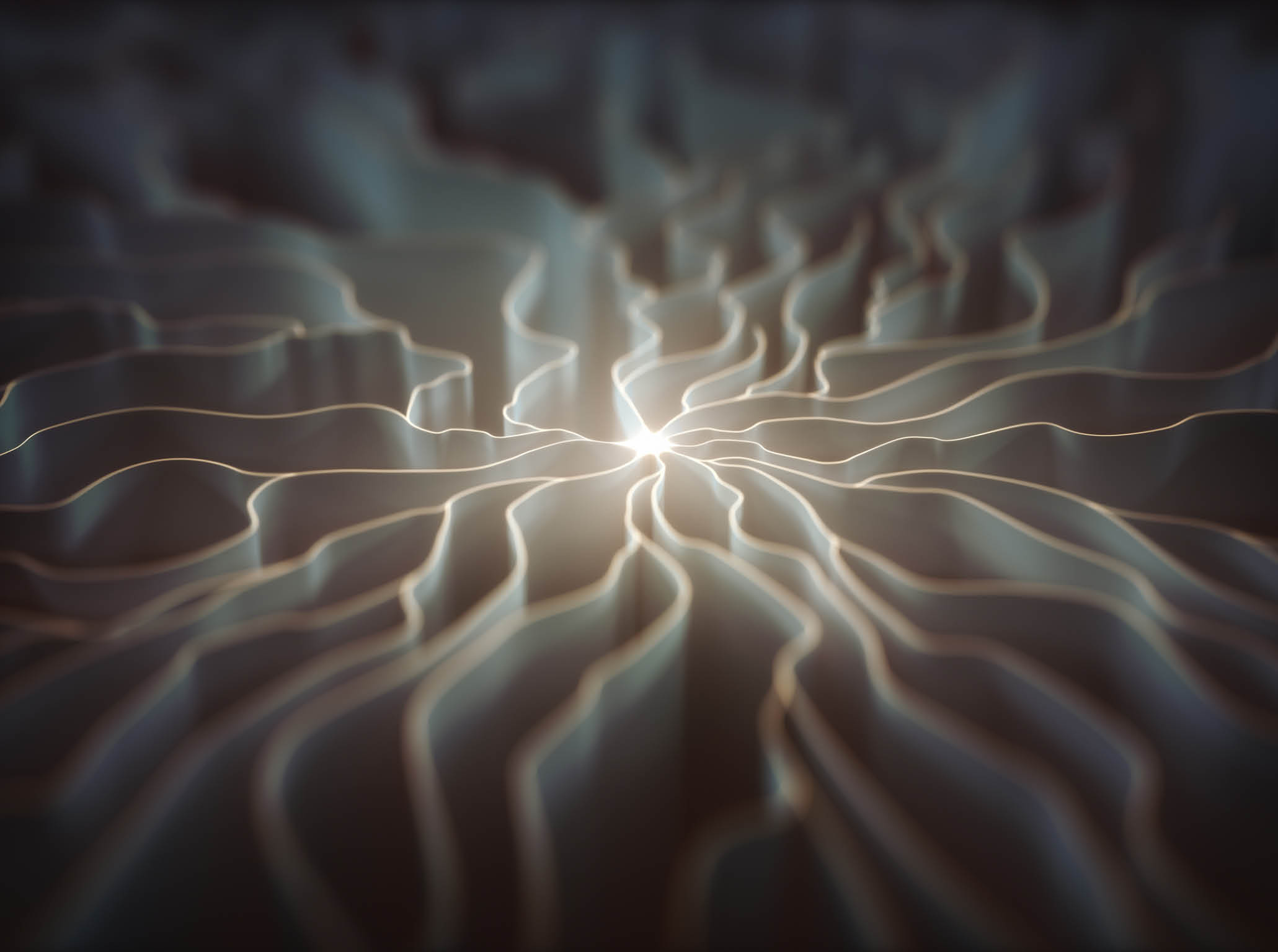 3D illustration. Concept of artificial neuron. The dendrite of an axon, slender projection of a nerve cell.