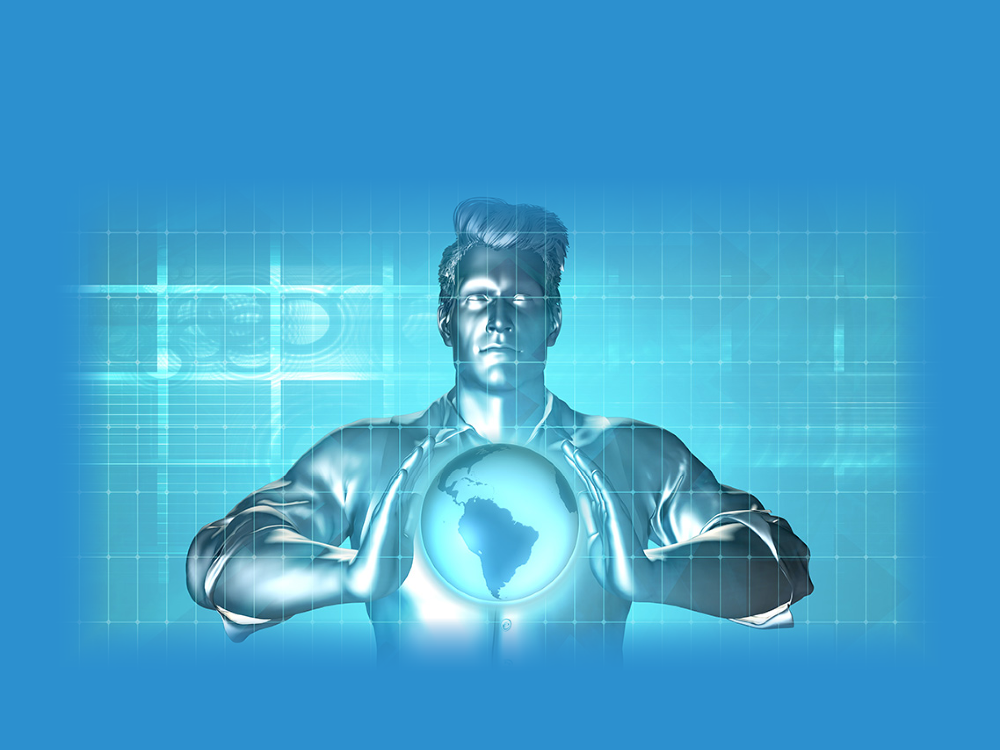 Business Technology Global Network with Futuristic Art