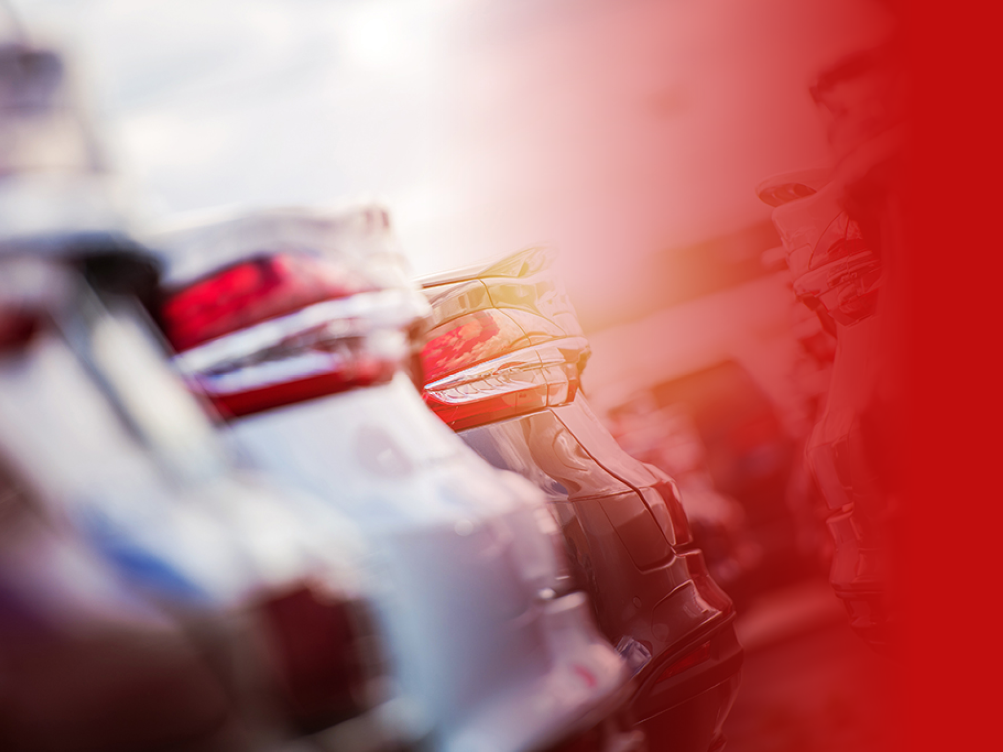 Automotive Sales Theme. Rows of Brand New Cars on Dealership Parking.