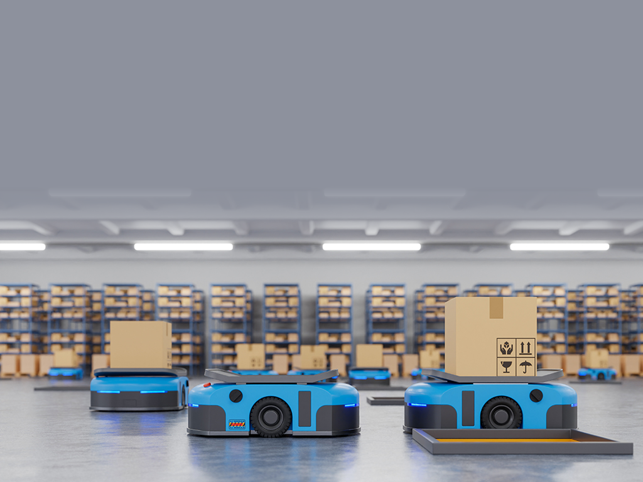 Robot AGV is using automation to deliver your products on time. 3d rendering