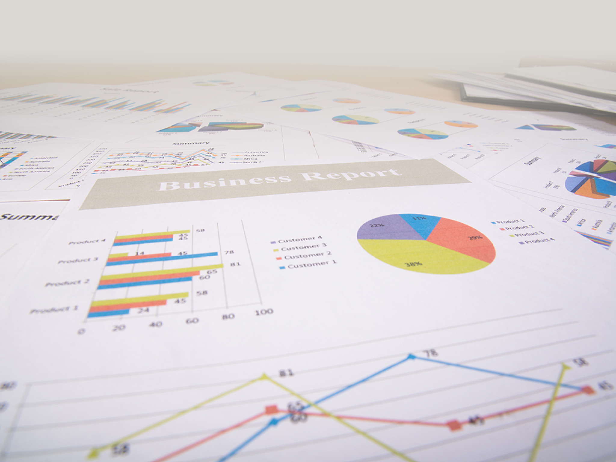 Business report. Graphs and charts. Business reports and pile of documents. Business concept.